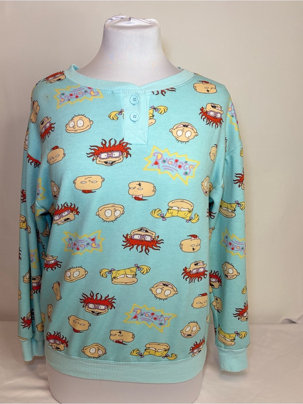 Nickelodeon Pastel Cartoon All-Over Print Pullover - Light Aqua